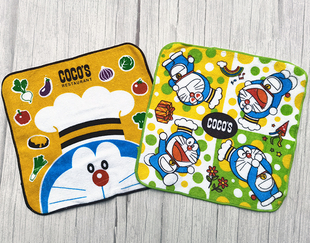 20x20cm日单小叮当 蓝胖子外贸卡通全棉纯棉儿童小方巾小毛巾