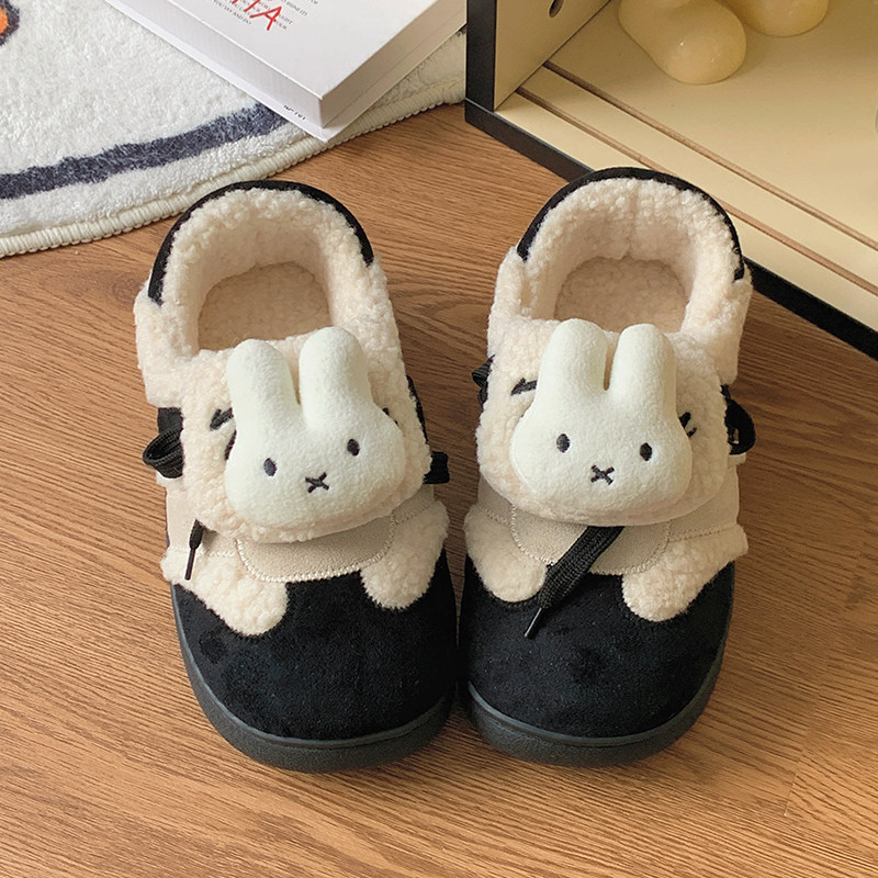 可爱米菲兔加绒保暖外穿防滑棉鞋