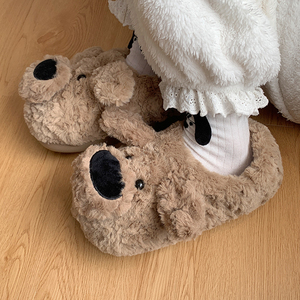 2024新款憨憨大鼻狗棉拖鞋男女情侣冬季外穿防滑室内保暖棉鞋假日