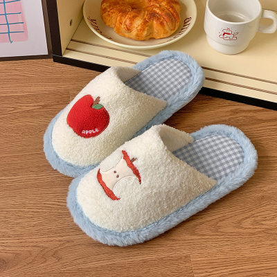 简约可爱居家地板防滑保暖棉拖鞋