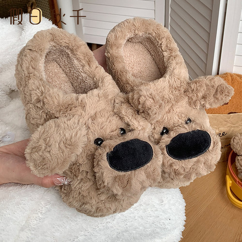 冬季网红外穿防滑保暖卡通棉拖鞋