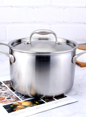 chockmen卓德铭18/10不锈钢20CM双耳汤锅家用加深大容量煮粥煮面