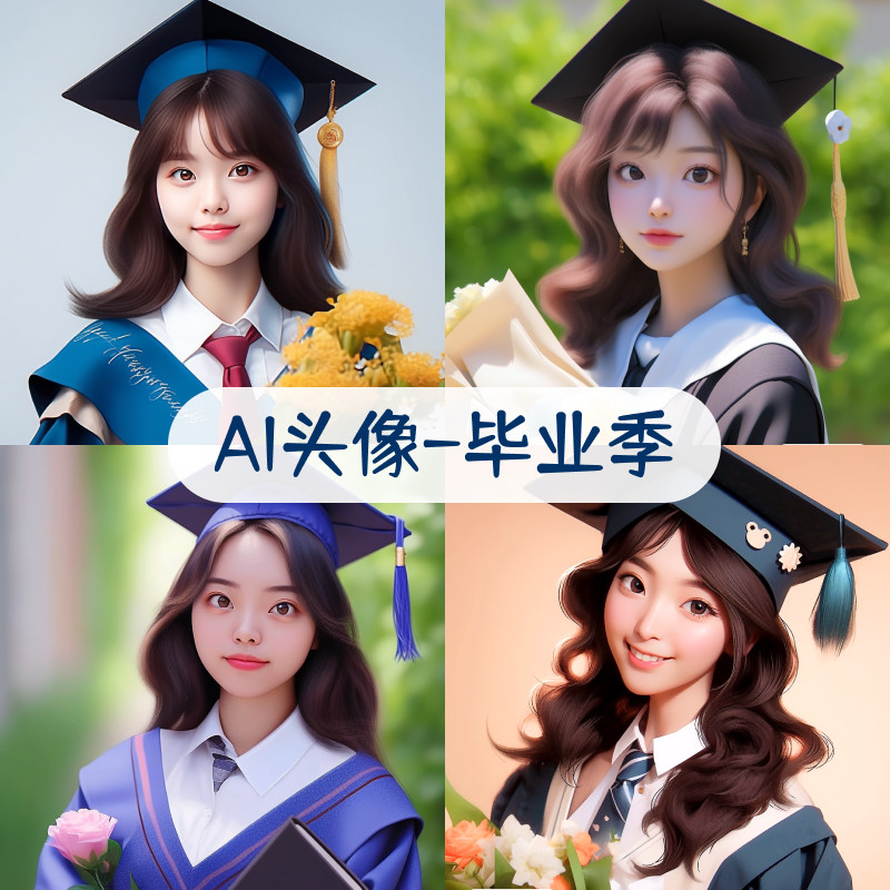 ai头像定制设计 毕业照 学士服 硕士服 卡通头像 动漫 ip形象