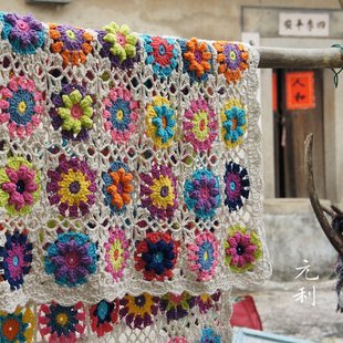 手工编织钩针纯棉蕾丝桌布桌垫桌旗沙发垫子地毯飘窗垫榻榻米垫子