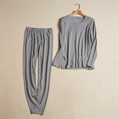 桑蚕丝棉毛衫 圆领内衣套装 裤 睡衣保暖套装 新款 秋衣裤 真丝加棉男士