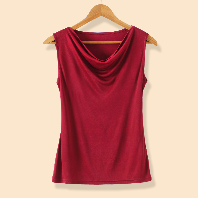 真丝针织荡领无袖背心打底衫t恤