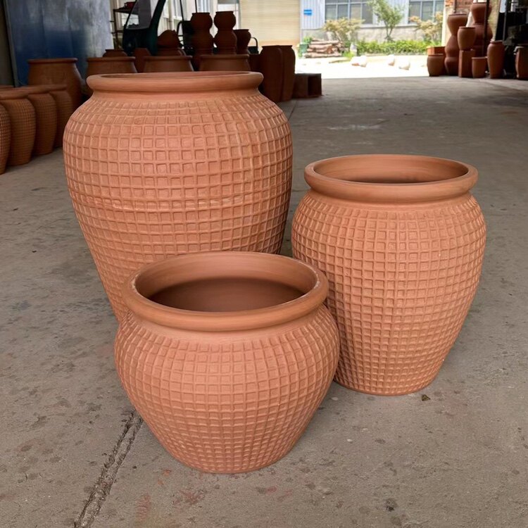 红陶粗制陶盆陶缸花盆盆器大号透气室外庭院花盆别墅庭院景观