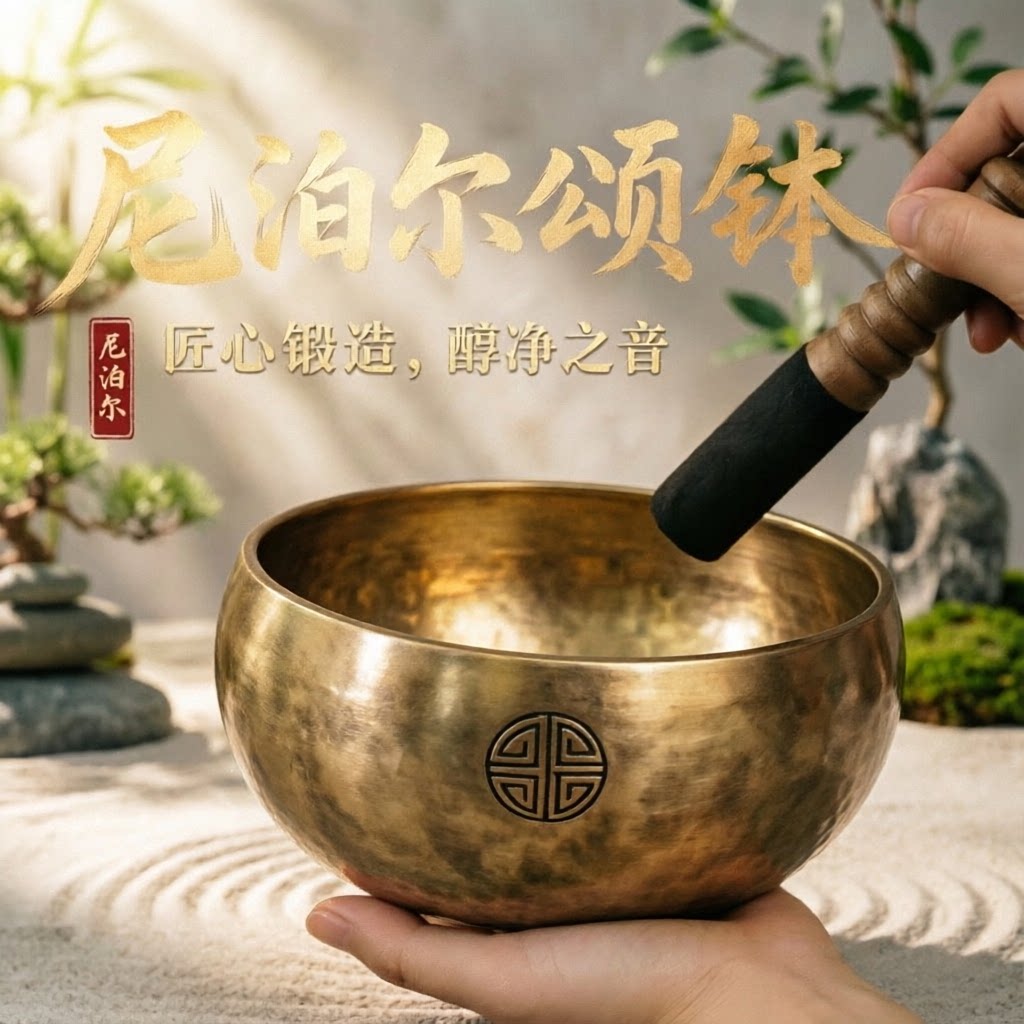 满月钵颂钵尼泊尔铜钵手工西藏音疗钵盂瑜伽复古铜罄摆件梵音钵