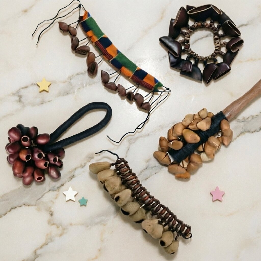 果实摇铃棒果壳手链腕手铃脚链脚铃打击舞蹈伴奏音疗乐器
