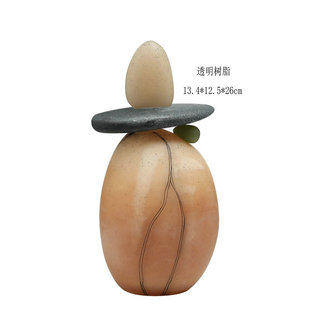 新中式古风抽象艺术石来运转树脂摆件样板间酒店书柜创意工艺品