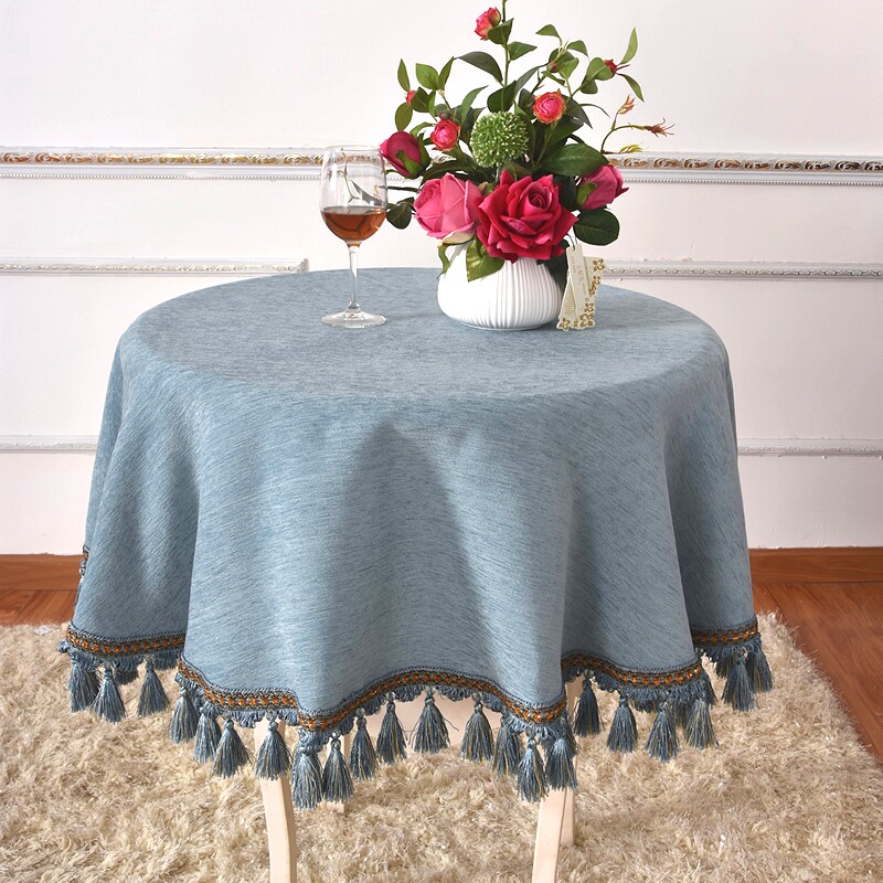 奢华装饰加大转盘防尘耐脏轻奢圆桌布布艺圆形家用欧式高档提花