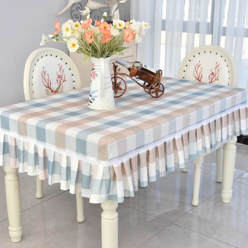 2021新款简约现代格子桌布小方格网红布艺长方形展会桌罩商务定制