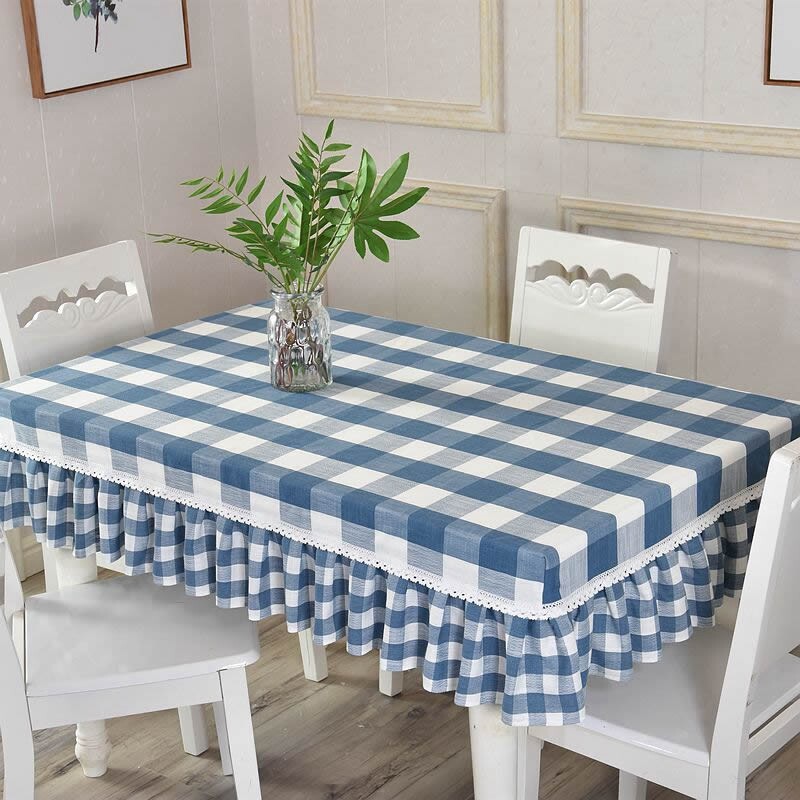 格子客厅茶几套餐桌垫洗衣机罩盖布书桌布艺简约桌台布折叠餐桌罩