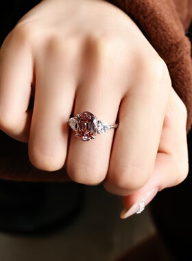 精切5克拉鸽子蛋咖棕色戒指女