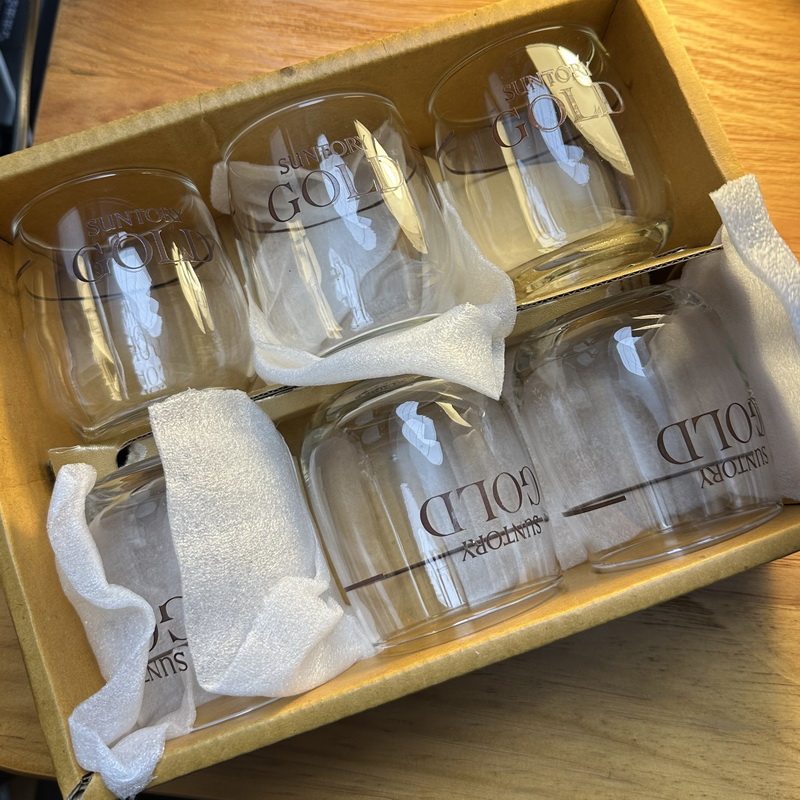 一盒6个 日本进口SUNTORY三得利WHISKEY GOLD金威士忌酒杯玻璃杯