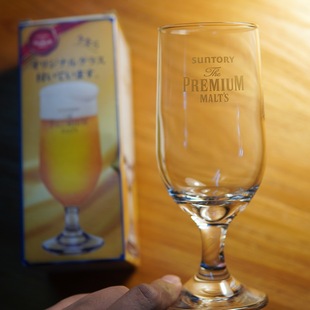 日本进口SUNTORY三得利PREMIUM神泡万志生啤酒杯玻璃杯高脚杯