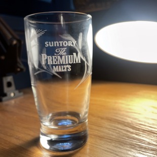 日本三得利PREMIUM MALT'S麦芽图案万志啤酒杯神泡生啤玻璃杯带盒