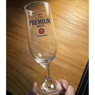 日本高脚玻璃杯SUNTORY三得利PREMIUM MALT'S神泡啤酒万志啤酒杯