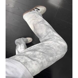 美式复古vibe显瘦扎染中大童弯刀卫裤男女秋季痞帅裤子直筒脏脏裤