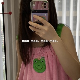 ins可爱双肩带青蛙浴裙女少女心加厚超强吸水可穿浴巾家用不掉毛