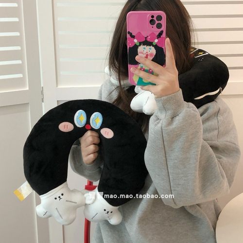 创意便携u型枕小黑手枕办公室