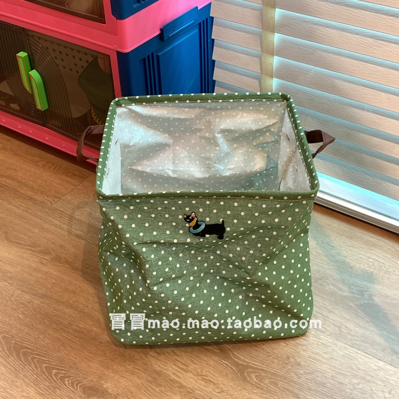 绿色波点帆布脏衣篮大容量手提