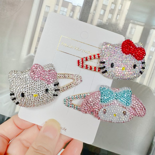 包邮手工重工平替满钻凯蒂猫hellokitty鸭嘴夹刘海发夹边夹