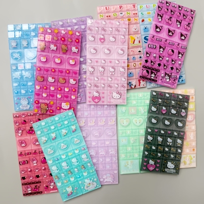 满38元包邮日单散货三丽鸥双子黑皮Kitty立体方块贴纸马赛克贴纸