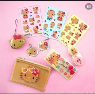 满38元 夏日限定黑皮Kitty拉链收纳包挂件PVC袋卡包隐形眼镜盒 包邮