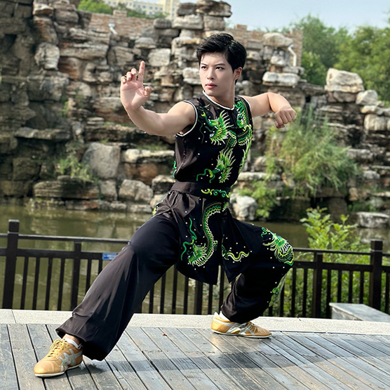 嘉远航武术竞赛服刺绣表演服比赛服男龙图定制款