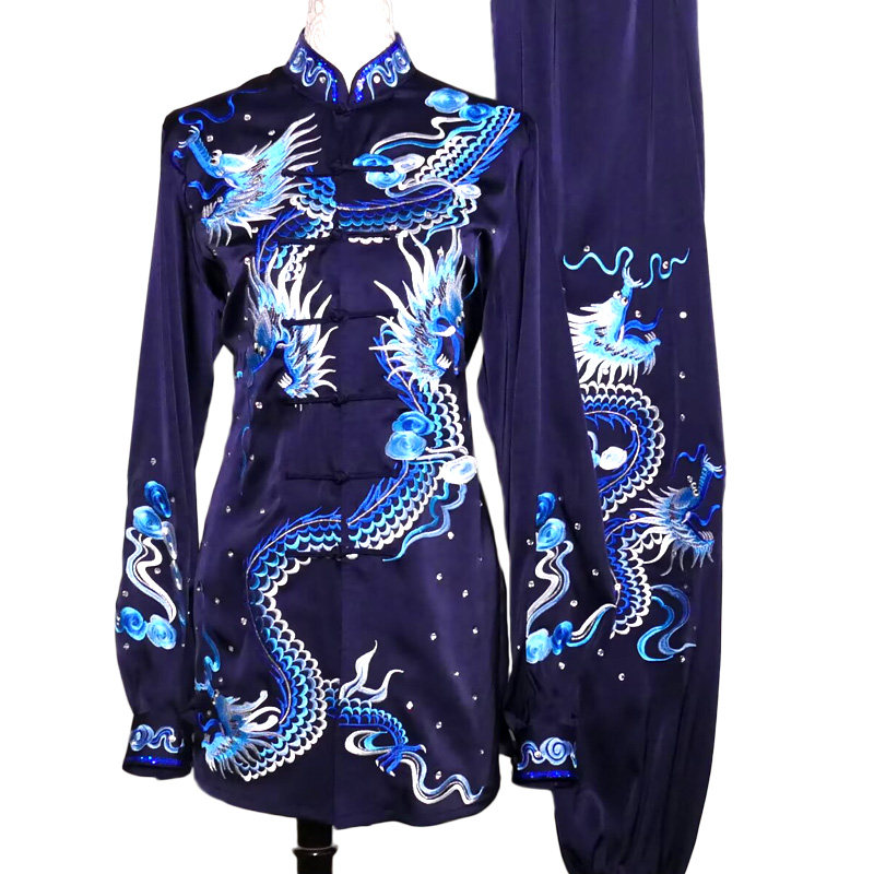 嘉远航重工刺绣太极拳竞赛服团体定制气功比赛服太极服九龙翔天
