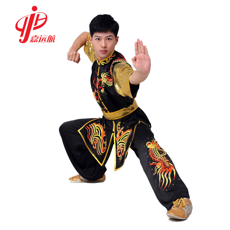 嘉远航刺绣武术比赛服龙图武校学生体考专业表演服练功服