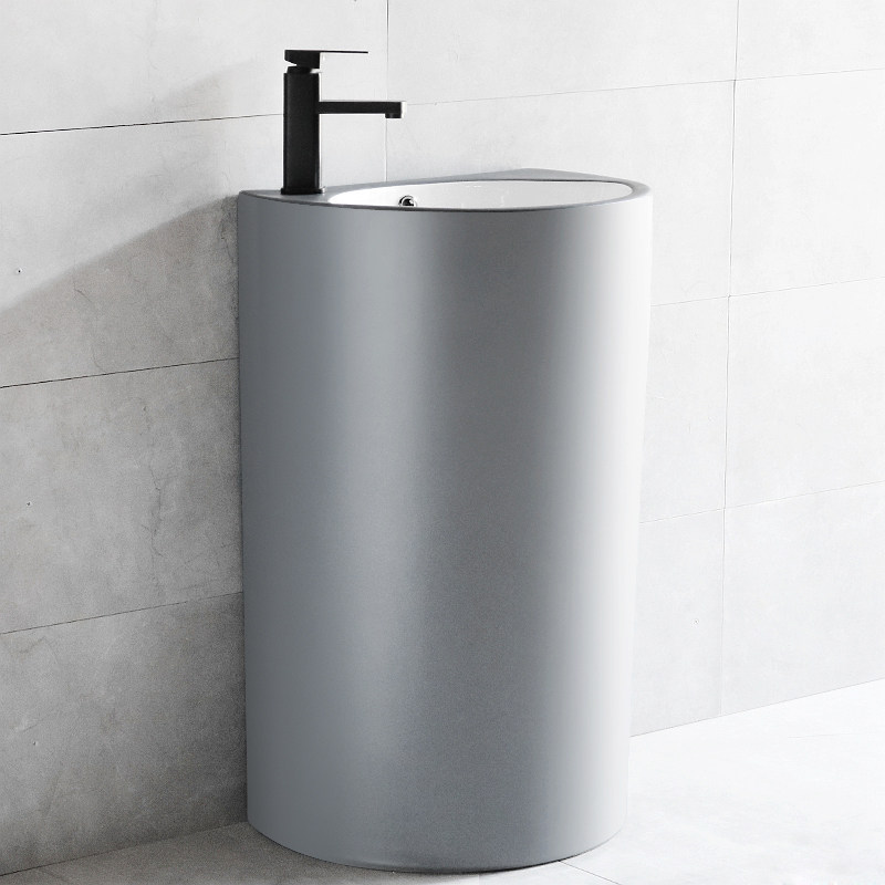 小户型艺术立柱盆陶瓷卫生间立式洗脸盘一体落地式洗手盆阳台水池