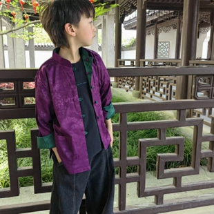 双面穿男童汉服唐装春装新款洋气撞色新中式亲子装一衣两穿薄外套