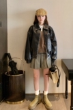 复古美式黑色机车服短外套女春秋2025超火好看高级小众皮夹克上衣，女装皮衣，2C298