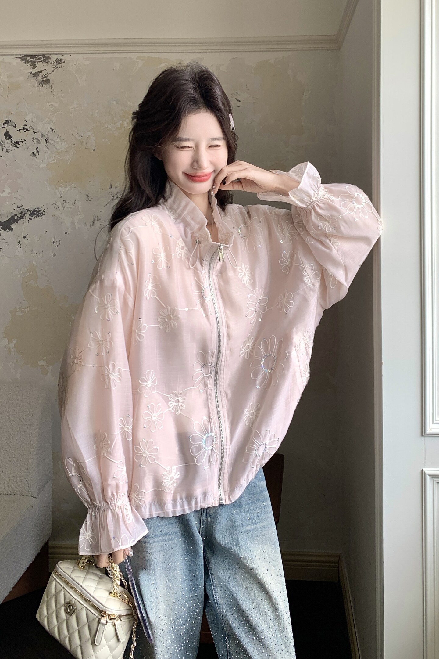 刺绣仙气上衣防晒蕾丝外套W431p160k258,女装短外套,2C298
