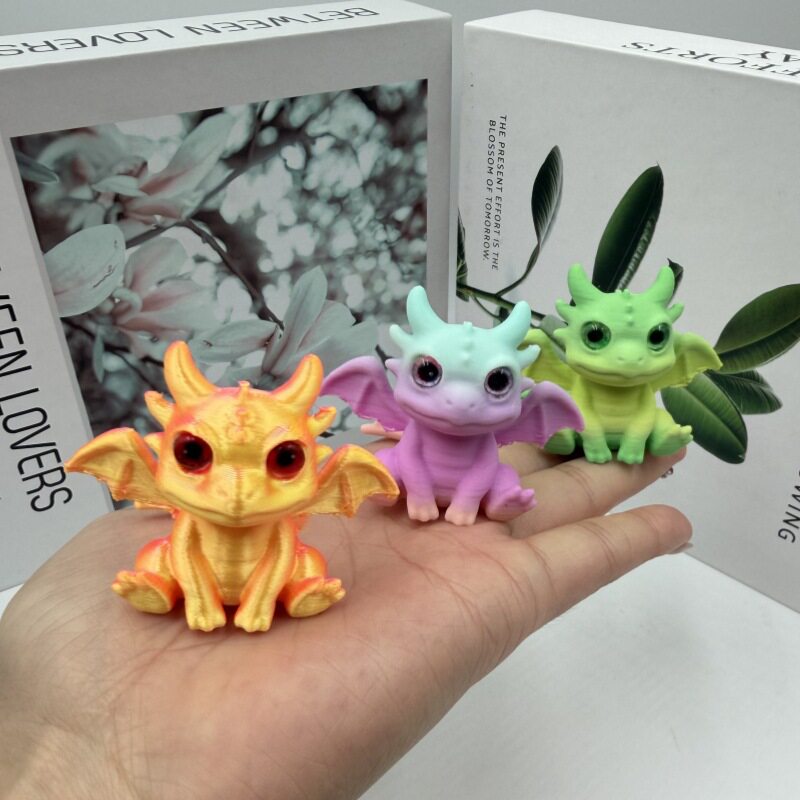 跨境爆品3d打印可爱小飞龙翅膀龙摆摊仿真眼睛桌面摆件玩具礼物
