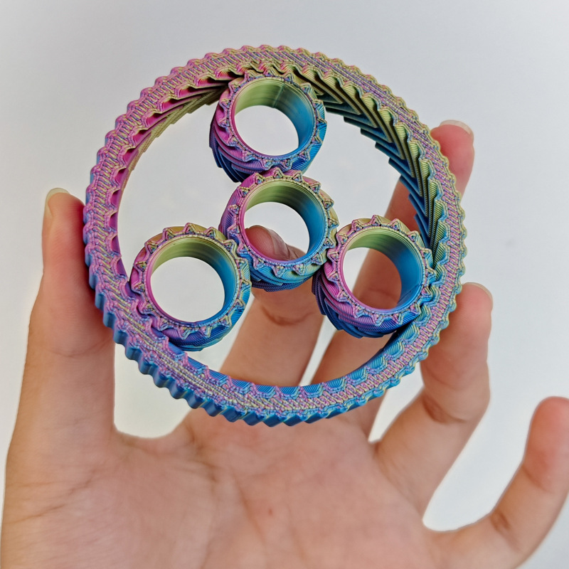 跨境热销3D打印解压螺旋星环玩具爆款万向指尖陀螺丝滑旋转炫酷