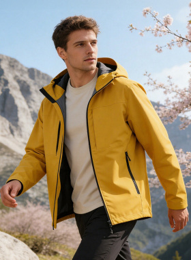 5条YK拉链 全压胶工艺 内里薄绒 春季男女情侣软壳冲锋衣G1020