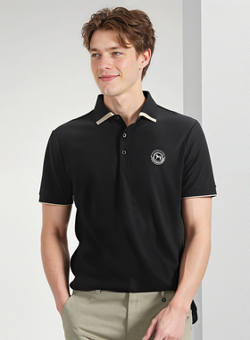 高端天丝料 轻奢针织工艺 简约刺绣夏季男士休闲短袖POLO衫B3884