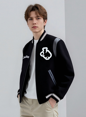 绵羊皮拼接！轻奢品牌 线下2000+ 男士绵羊毛夹克秋冬外套D2153