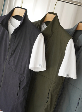 防水防污透气 挺括有型 4条YKK 春夏男女士户外休闲立领马甲A2965