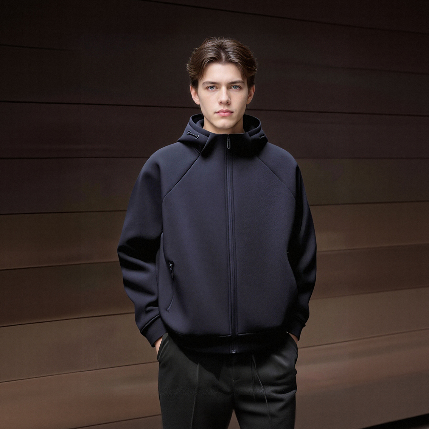 迪家同款 五明治液氨棉立体剪裁男女士加厚保暖连帽开衫卫衣A3065