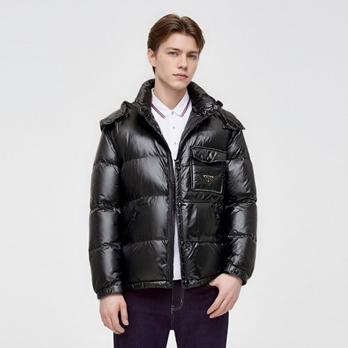 绵羊皮拼接 充绒150g 90白鸭绒加厚带帽男士休闲冬季羽绒服F895