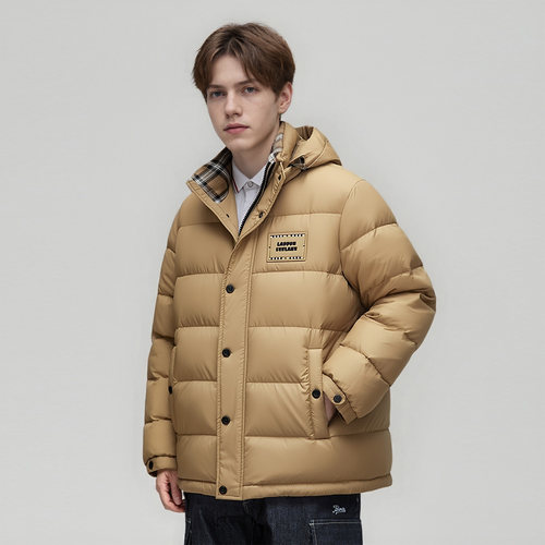 英伦品牌原单 90白鸭绒 轻量高膨松男士加厚保暖连帽羽绒服F902