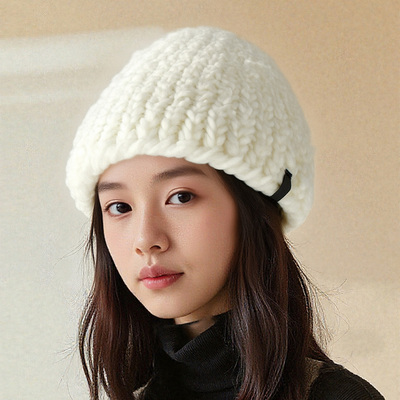 品牌原单  女士粗线编织针织帽 时尚纯色冬季帽子Q2716