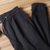 蜂巢纹复织 春秋季 男士 丝光莫代尔 简洁刺绣束口休闲运动裤 H1110