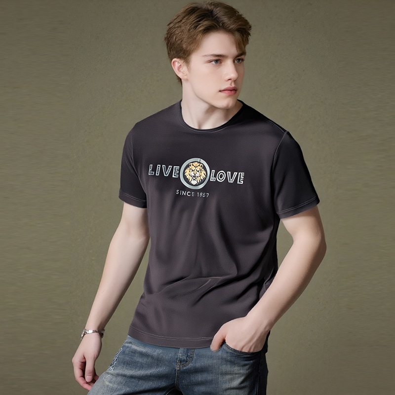 压胶狮王 莫代尔棉 软糯高弹力 品牌撤柜夏季男士短袖T恤B3457