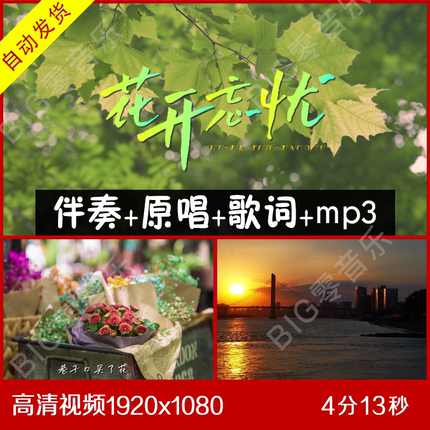 周深-花开忘忧 伴奏视频背景歌词 LED背景视频