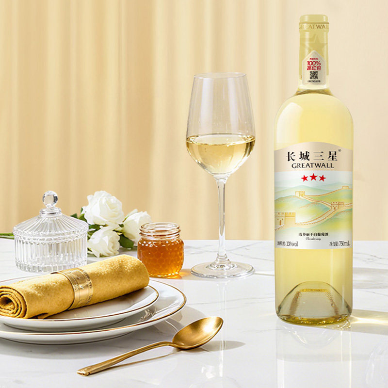 经典三星霞多丽干白果香葡萄酒1瓶送礼长辈「长城酒官方旗舰店」